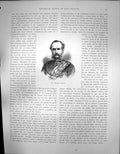 Original Old Antique Print Sir William Jervois Governor New Zealand C 1900 20th