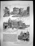 Old Antique Print Windsor Castle St Georges Chapel Statue George 111 1887