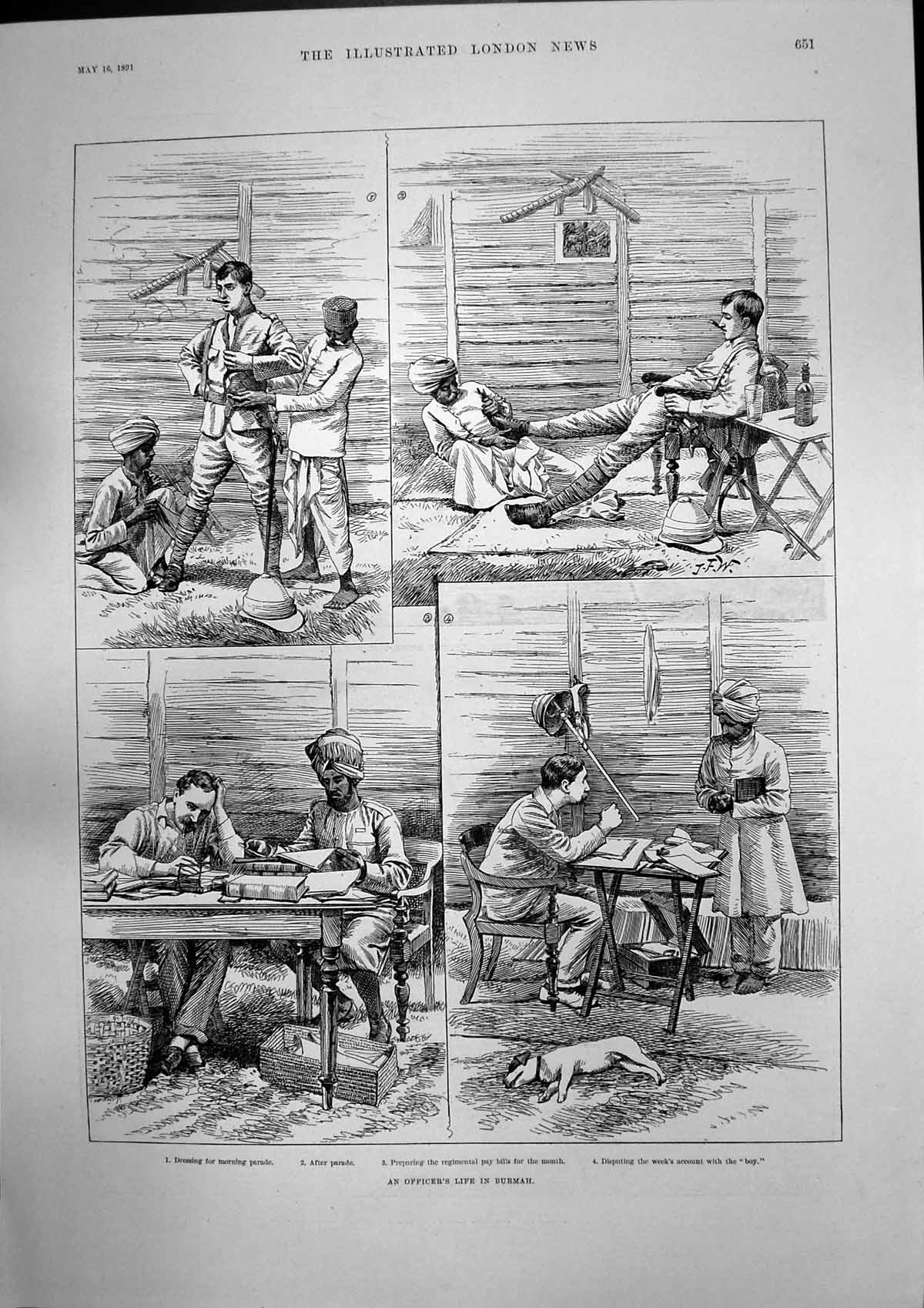 Antique Print Officers Life Burmah Mount Oile Barren Peaks New Zealand 1891