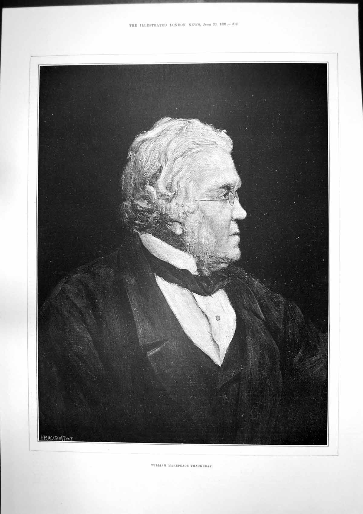 Antique Print William Makepeace Thackeray Author H Jackson S Lawrence 1891 19th
