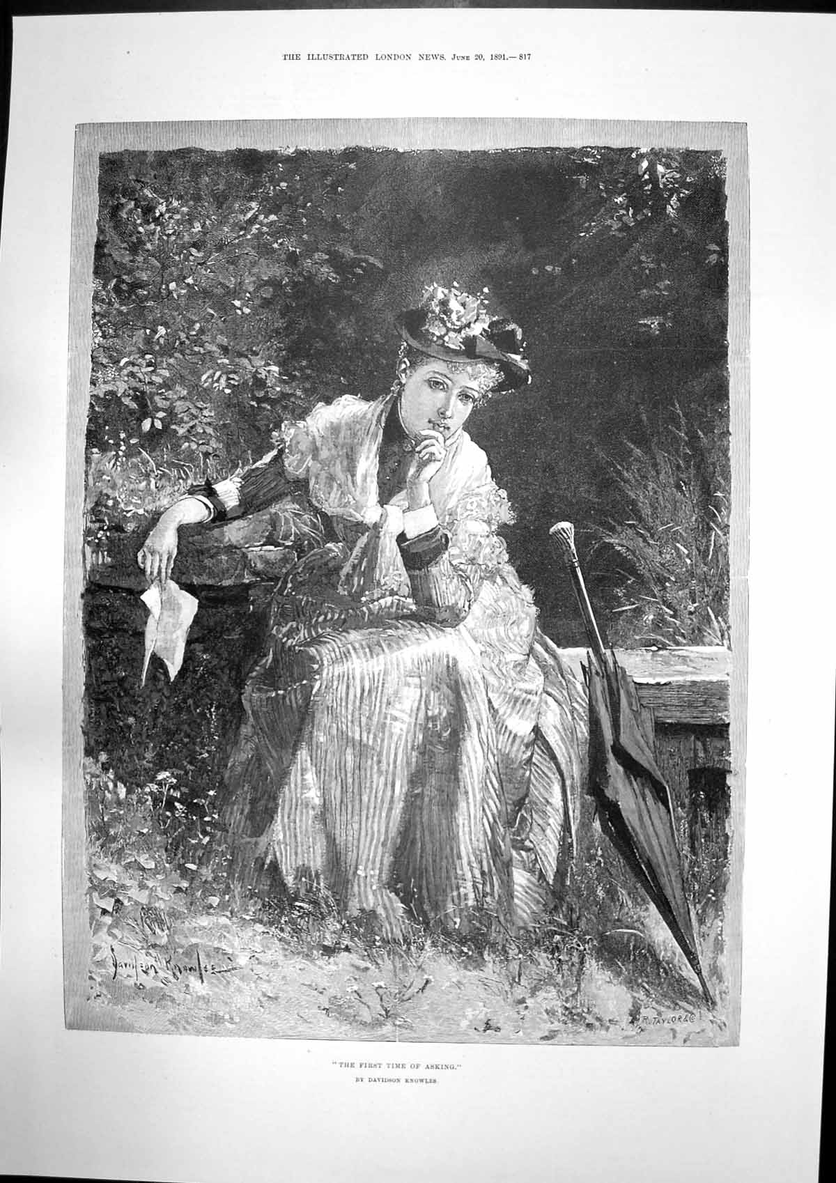 Antique Print First Time Asking D Knowles St Bernard Princess Florence 1891