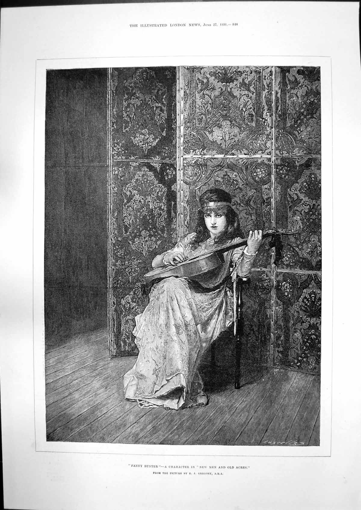 Old Antique Print Fanny Bunter New Men Acres Delphi Shepherd Private 1891 19th