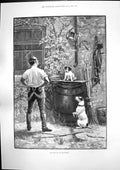 Antique Old Print Survival Fittest S Berkeley Dog Puppy George Meredith 1891
