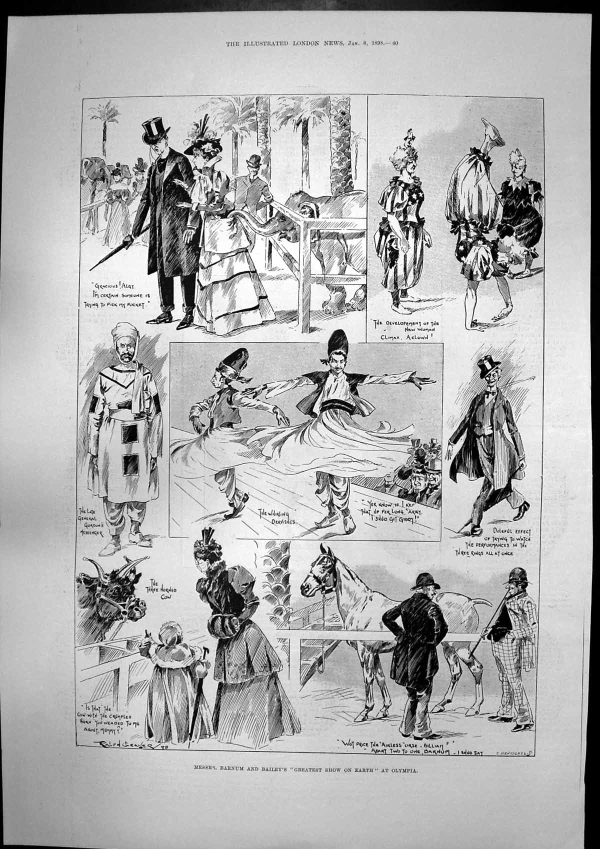 Old Print Greatest Show Earth Olympia Sir Henry Havelock-Allan Vcmp 1898 19th