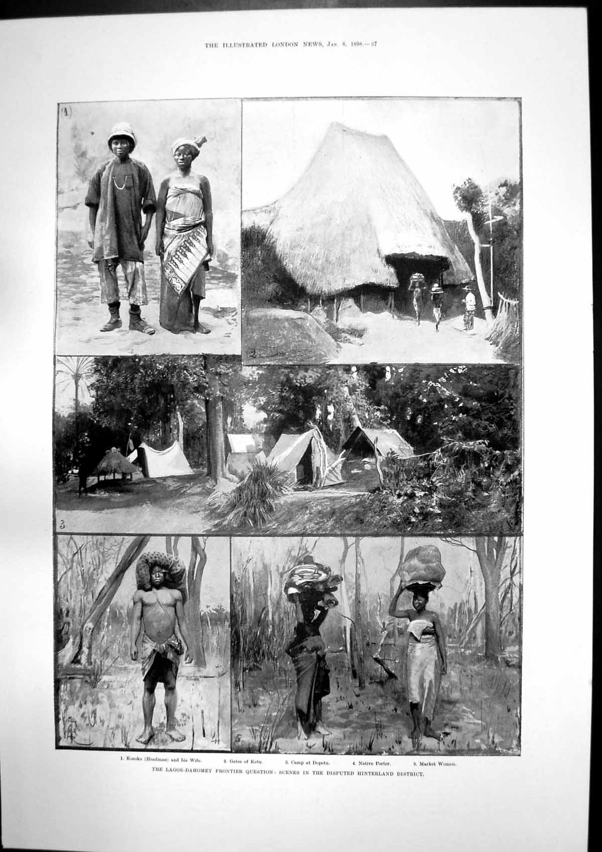 Antique Print Lagos Dahomey Frontier Hinterland District Winter Frock 1898 19th