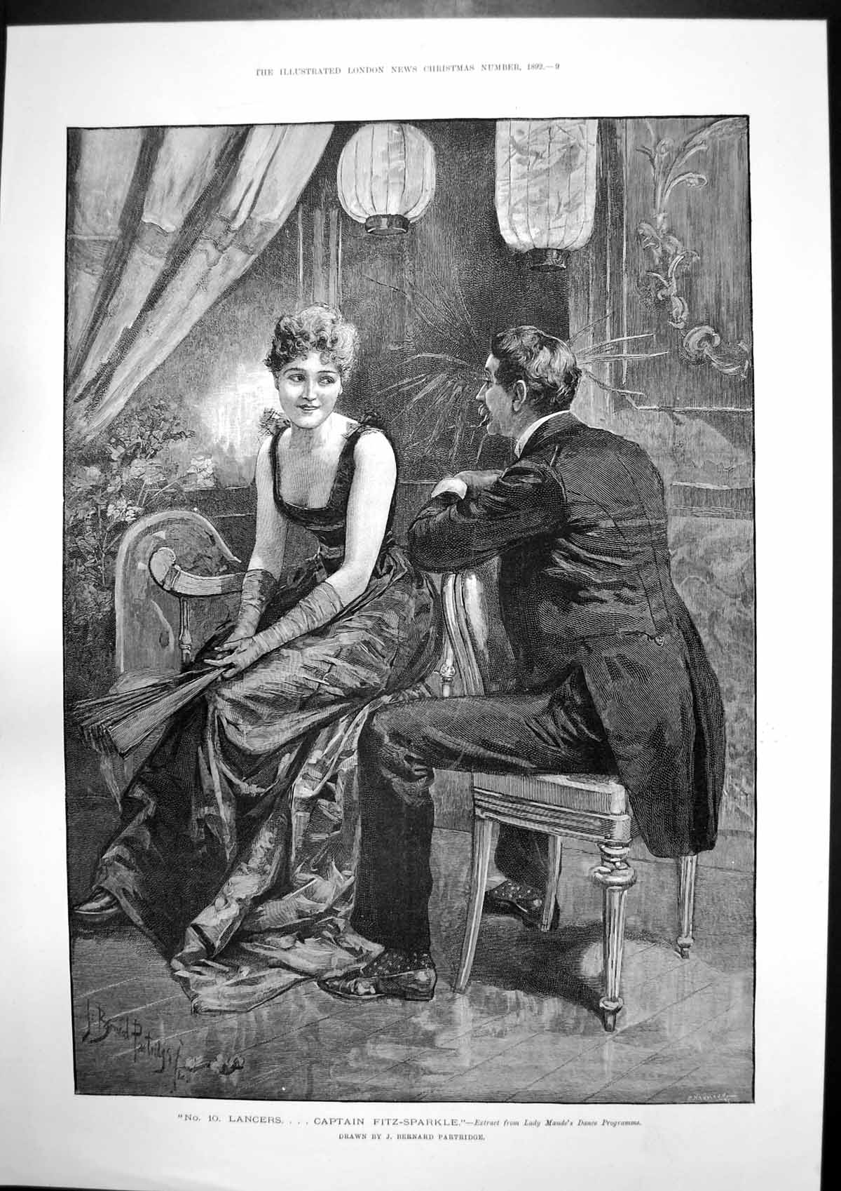 Old Print 10 Lancers Captain Fitz-Sparkle Compliments Season W Burton1892