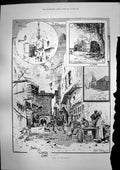 Antique Old Print Cairo Egypt 18th Century Studies Ballad Beau Brocade 1892