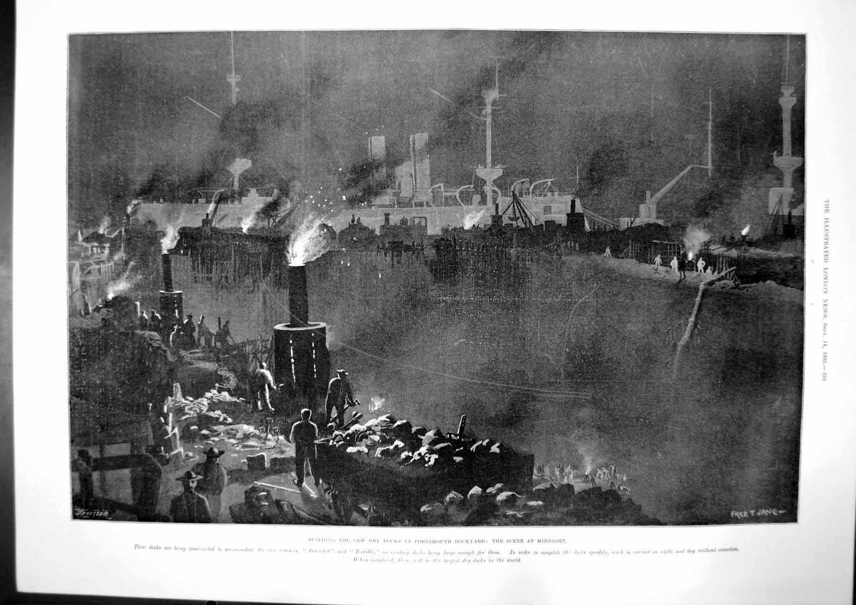 Old Antique Print Dry Docks Portsmouth Surrey Cricketers Champions 1895 19th