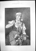 Antique Old Print Sweet Apples Girl I Roskovics Hogarths Six Servants 1892 19th
