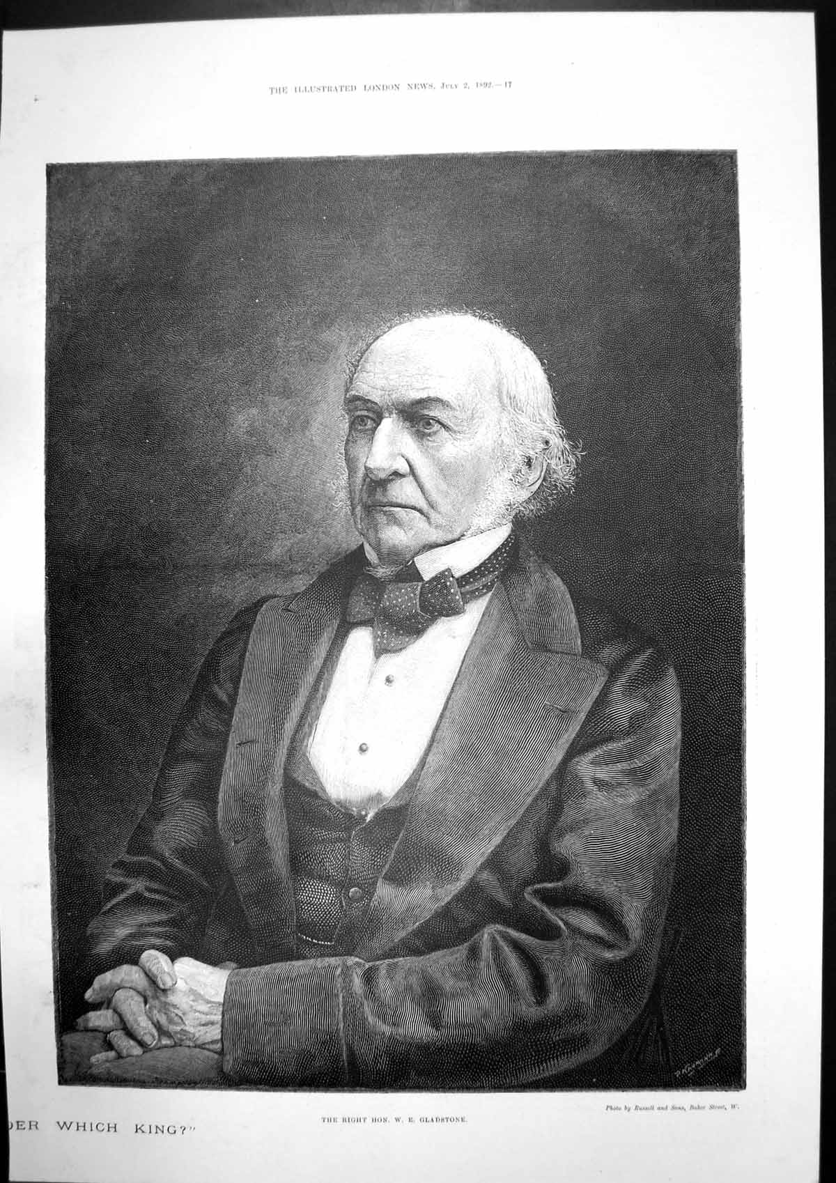 Old Antique Print Right Hon W Gladstone Addressing His Constituents 1892 19th