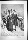 Antique Old Print Christmas Greeting G Edwards Christmas Morn P Frenzeny 1898
