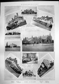 Antique Old Print Port Sunlight Gladstone Hall Schools Tea Gown Chiffon 1898