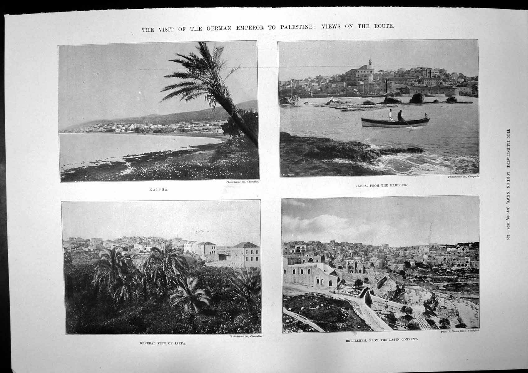 Old Print Visit German Emperor Palestine Kaipha My Prisoner C Amyot 1898 19th