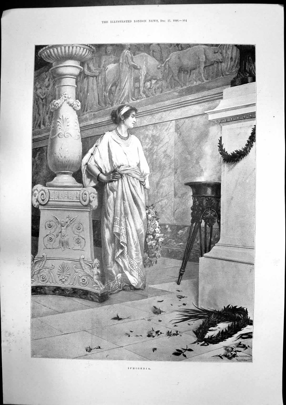 Old Antique Print Iphigenia Damage Southend Pier Dowager Lady Carew 1898 19th