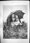 Antique Old Print Half Holiday Children Prince Wales Gordon Highlander 1898