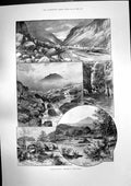 Antique Old Print North Wales Pass Llanberis Flag Truce Battle El Caney 1898