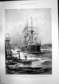 Old Hms Alexandria Admiral Domvile Tor Bay Bucks Fighting Hinds 1897 Victorian
