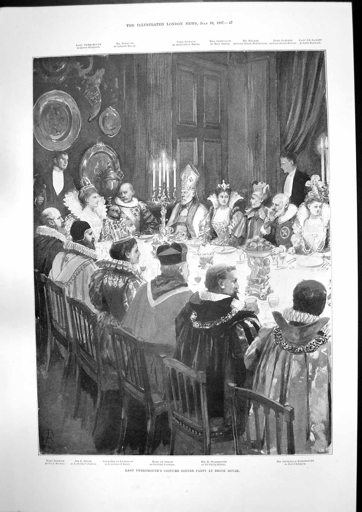 Antique Old Print Lady Tweedmouths Costume Party Queens Review Aldershot 1897