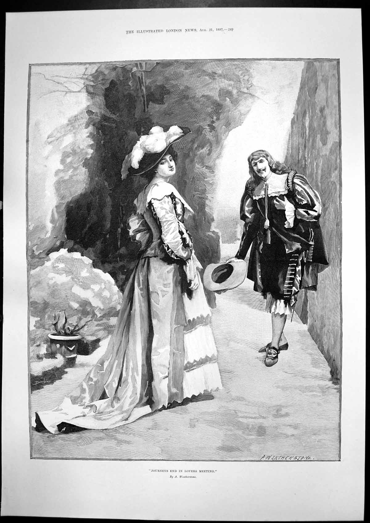Antique Print Journeys End Lovers Meeting A Weatherstone Royal Windsor1897 19th