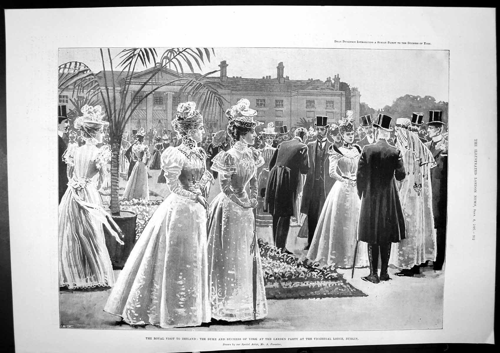 Antique Print Duke Duchess York Garden Party Dublin Knight St Patrick 1897 19th