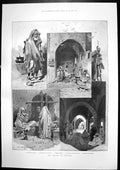 Antique Old Print Prison Tangier Prisoner Irons Guard Room Moorish Sier 1897