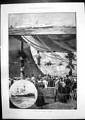 Antique Old Print Launch Hms Victorious Chatham Monument Adm Korniloff 1895