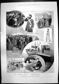 Original Old Antique Print Departure Troops Ashanti Goodbye Euston Station 1895