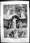 Old Antique Print Midsummer Nights Dream Italian Squadron Portsmouth 1895 19th