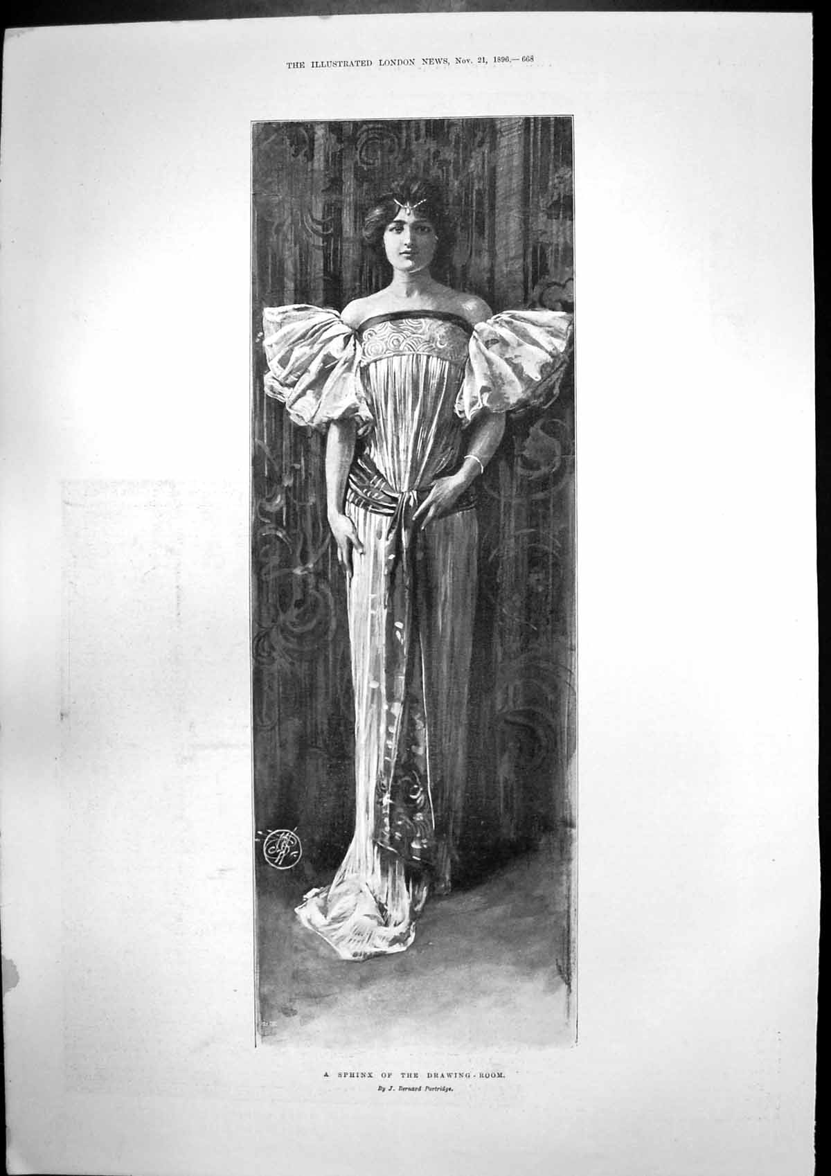 Old Print Sphinx Drawing Room Philip Currie De Nelidoff Ambassadors 1896 19th