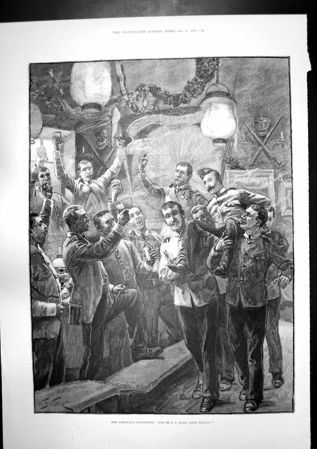 Antique Print Companys Favourite Hes Jolly Good Fellow Ladies Laughter 1898