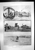 Antique Print Soudan Advance Lincolnshire Regiment Waterlogged Rescue 1898 19th