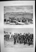Antique Old Print Designs Eiffel Tower Map Heligoland Natal Carabineers 1890
