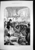 Antique Old Print Fish Auction Columbia Market Plan Hope Grants Trenches 1871