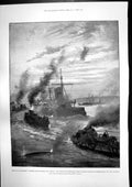 Antique Old Print Torpedo Action Thetis Peace Hindus Mohammedans Patan 1896