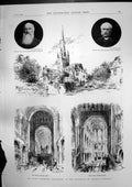 Antique Old Print 800Th Anniversary Norwich Cathedral Advance Dongola 1896