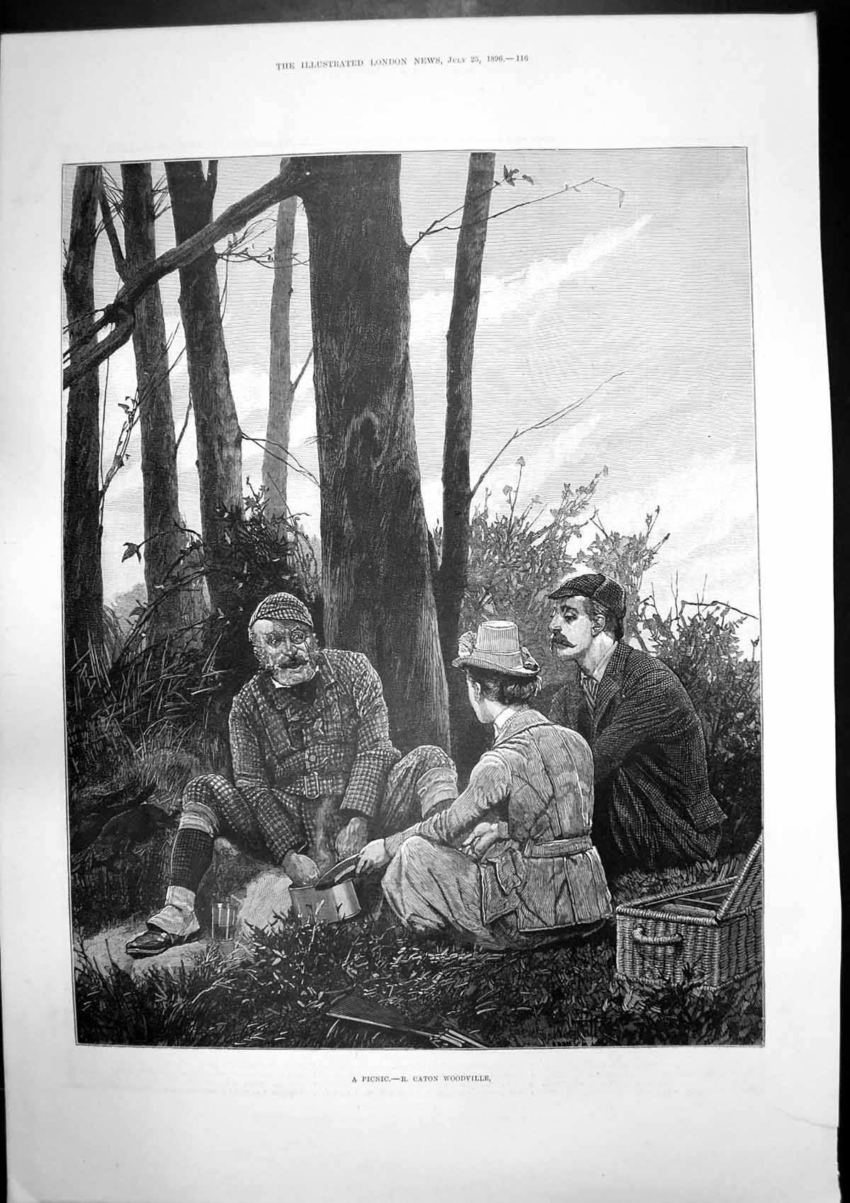 Antique Print Picnic Rc Woodville Flinders Petries Explorations Thebes 1896