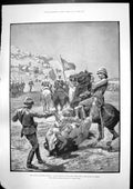 Antique Old Print Advance Dongola Capt Fittons Horese Shot Battle Ferket 1896