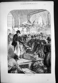 Antique Old Print Fish Auction Plan Hope Grants Intrenchments Chobham 1871 19th
