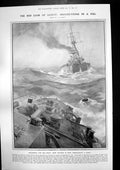 Old Print Fog Buoy War Ship Battle Practice After Turret Battle Ship 1909 20th