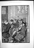 Antique Old Print Christmas Morning C Vigor Horserider Woman Child Bank 1891
