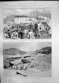 Old Print Collieries Strike Pontygwath Bridge Welsh Miners Emin Pasha1893 19th
