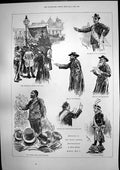 Antique Old Print Labour Demonstration Hde Park Harry Furniss Lecture 1891 19th