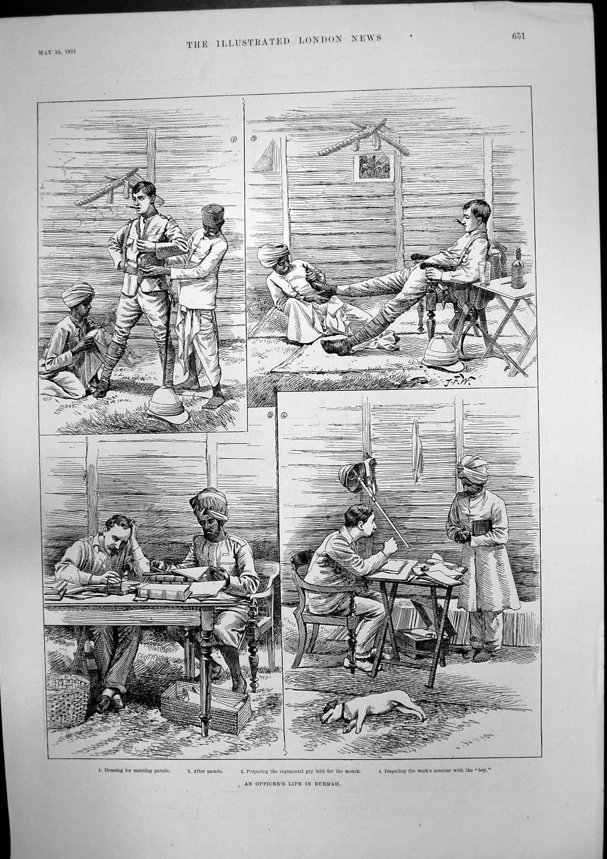 Old Print Officers Life Burmah Lake Te Anau Milford Sound N Zealand 1891 19th