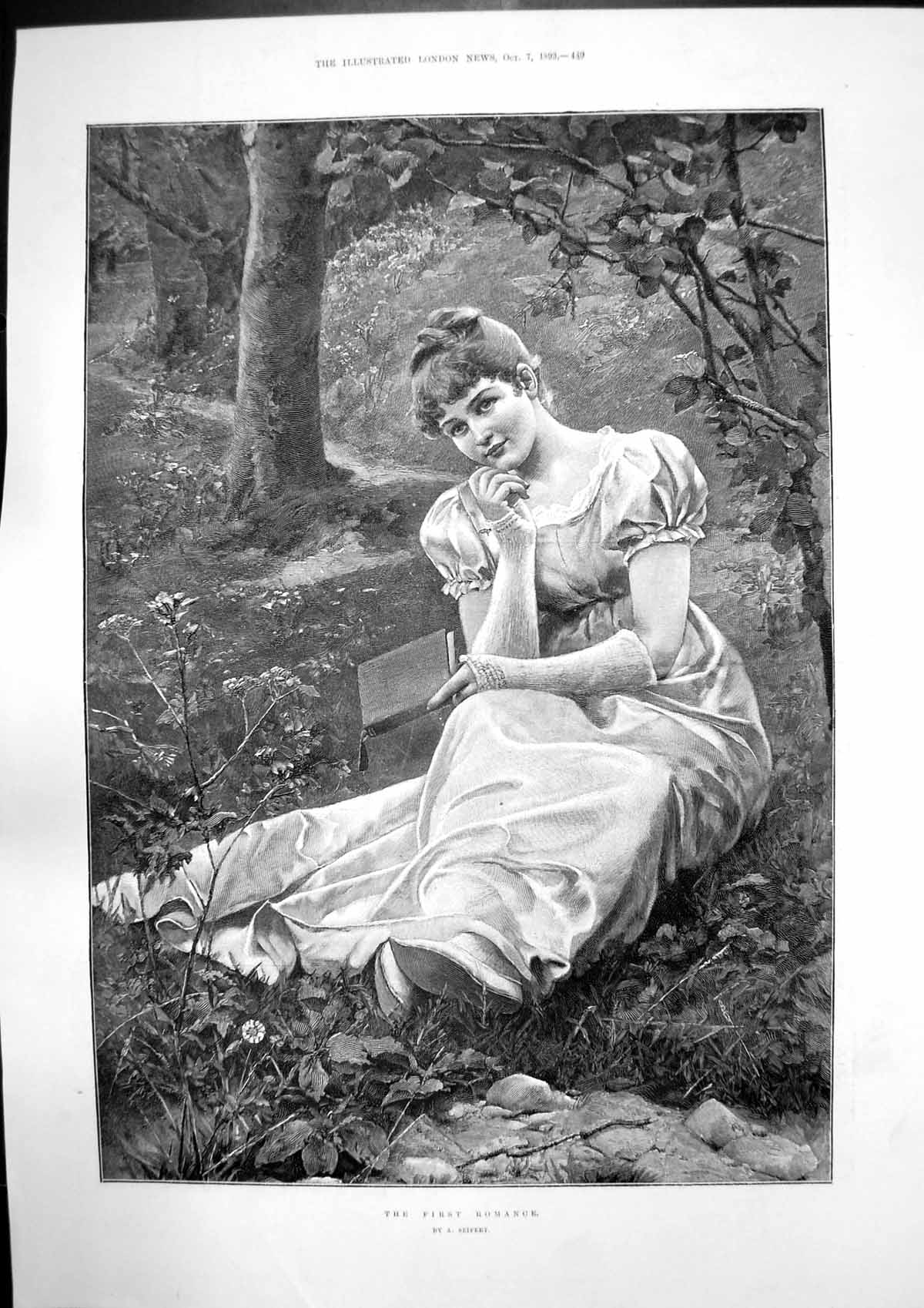Old Print First Romance A Seifert Prison Life Burmah Cutting Firewood1893 19th