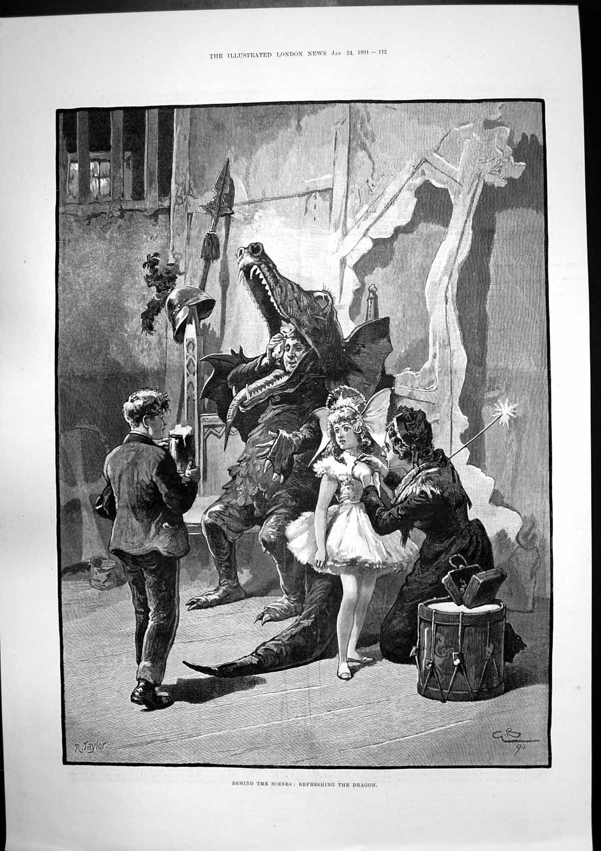 Old Print Refreshing Dragon Behind Scenes Jamaica Exhibition Kingston1891 19th