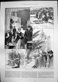 Antique Print Sketches Monte Carlo Sealing Money Casino Cafe De Paris 1891 19th