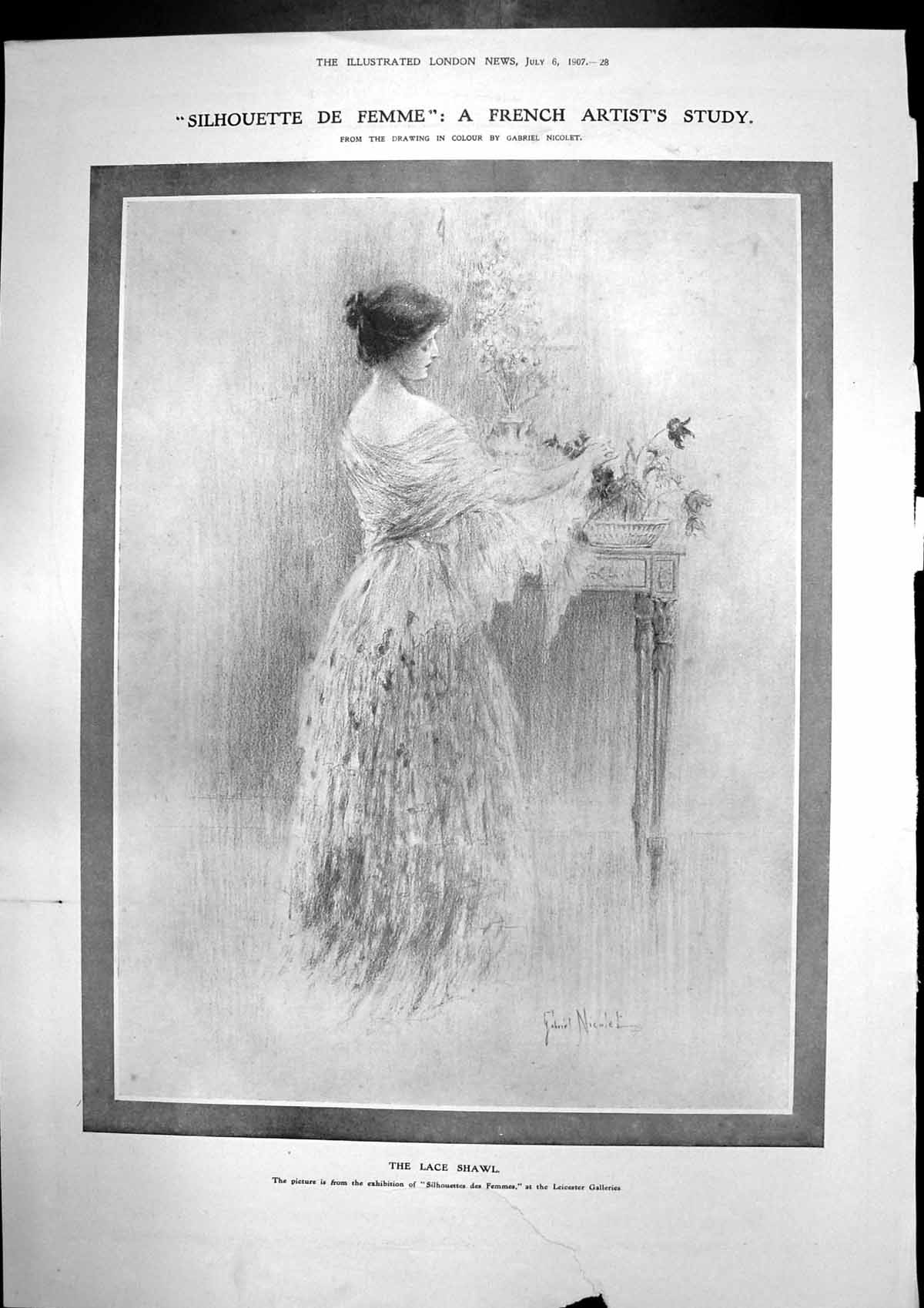 Antique Old Print Lace Shawl Gabriel Nicolet Huntley Palmers Biscuits 1907 20th
