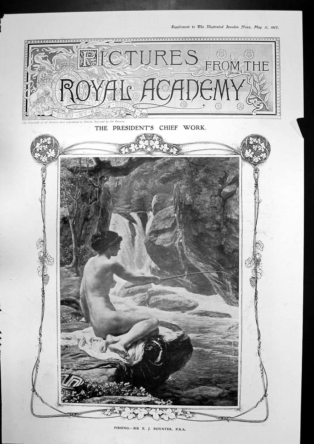 Antique Print Fishing Ej Poynter Bellona Jc Dollman Ambushed W Wollen 1907 20th