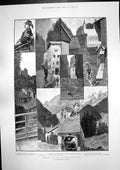 Antique Print Fishermen Positano Engadine Tyrol Lake St Moritz Landeck 1891
