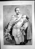 Old Print William 11 King Prussia Naval Exhibition Submarine Relics 1891